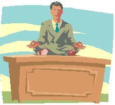 yoga teacher on desk